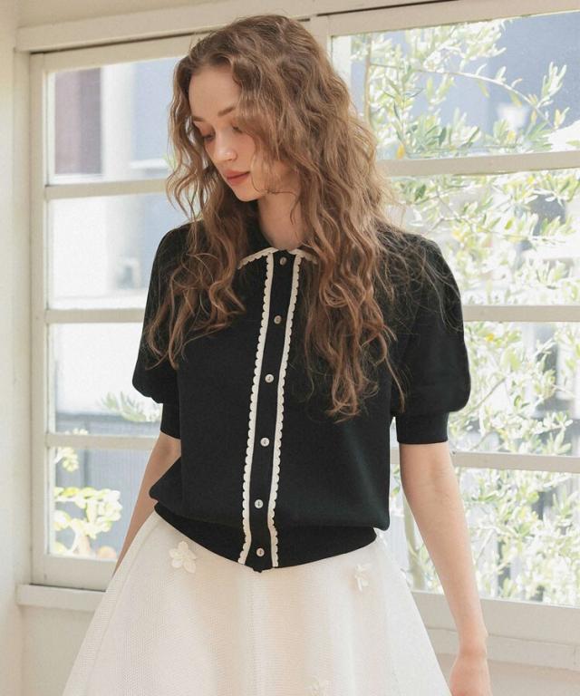 ドノバン（DONOBAN）/【Donoban】スカラップポロカーディガン