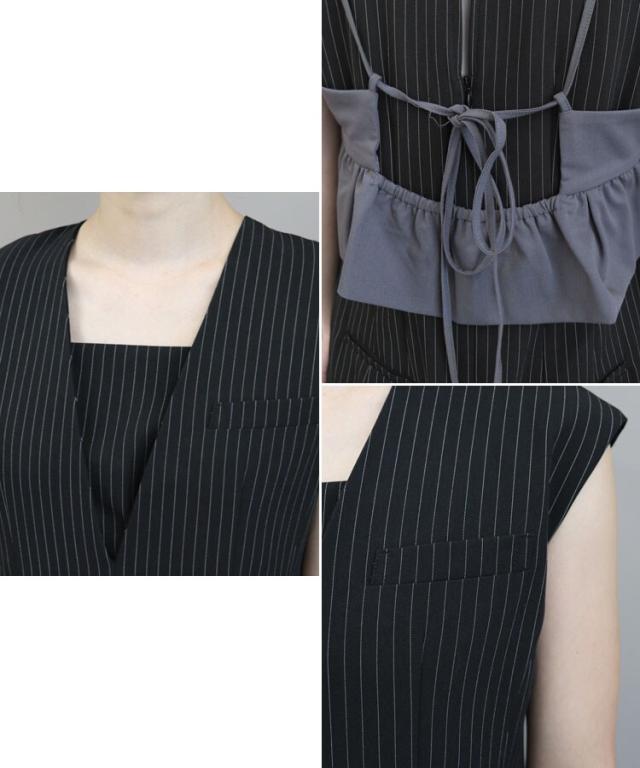 アンドレスド（ANDRESD）/【ANDRESD】pinstripe sleeveless bustier