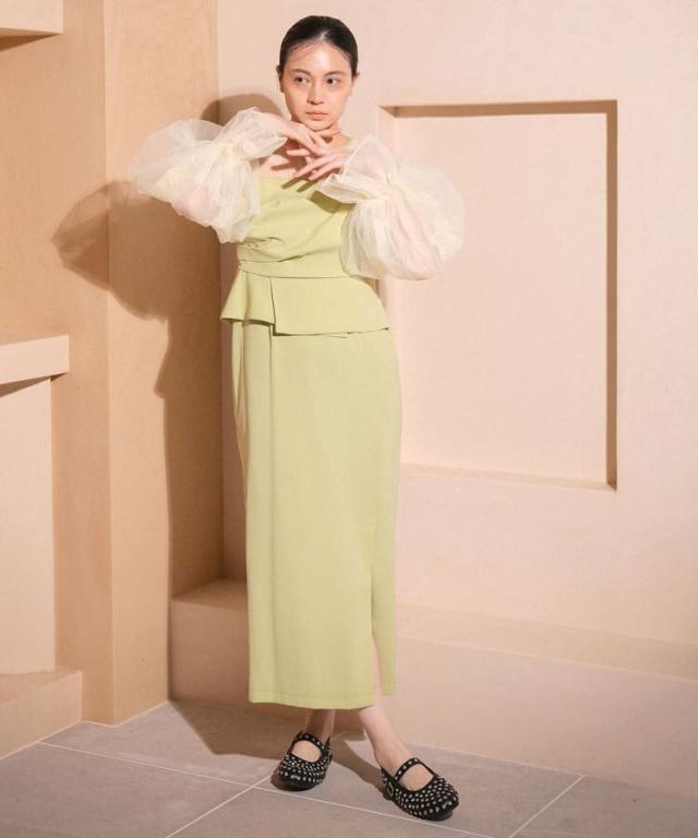 アンドレスド（ANDRESD）/【ANDRESD】draped bustier flocky dress