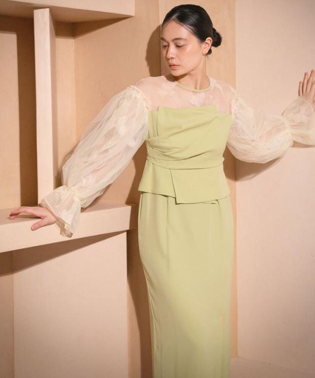 アンドレスド（ANDRESD）/【ANDRESD】draped bustier flocky dressの