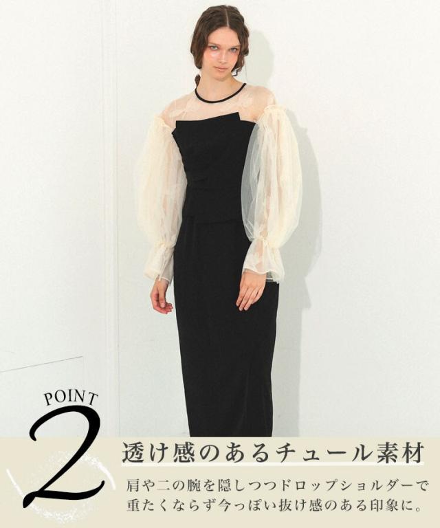 【ANDRESD】draped bustier flocky dress アンドレスド（ANDRESD）/【ANDRESD】draped bustier flocky dress