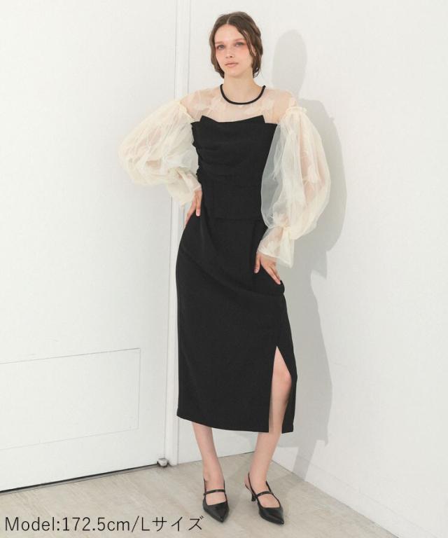 アンドレスド（ANDRESD）/【ANDRESD】draped bustier flocky dress