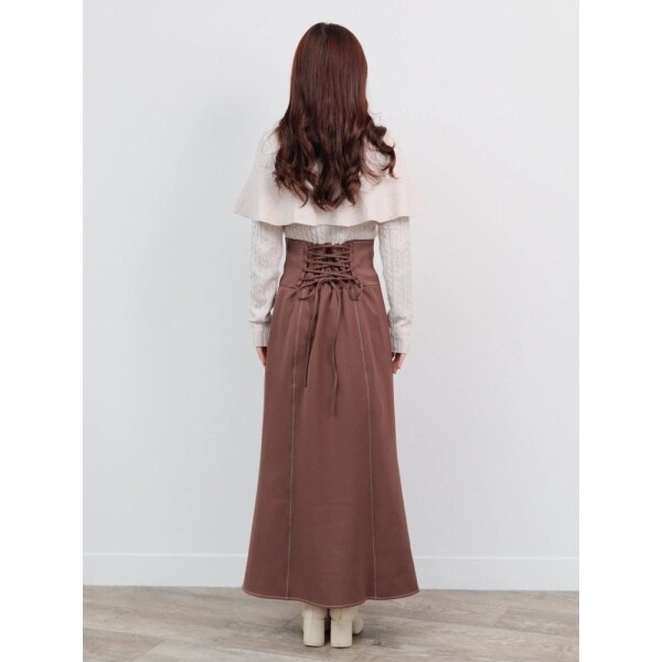 レディメイド（LADYMADE）/ケーブルフリルニットドッキングワンピース_5