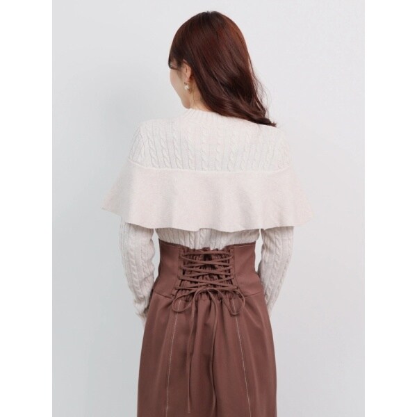 レディメイド（LADYMADE）/ケーブルフリルニットドッキングワンピース_7