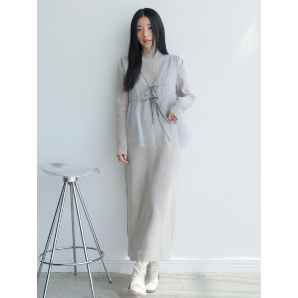 レディメイド（LADYMADE）/リボンチュールトップス×ラメニットワンピースセット_1