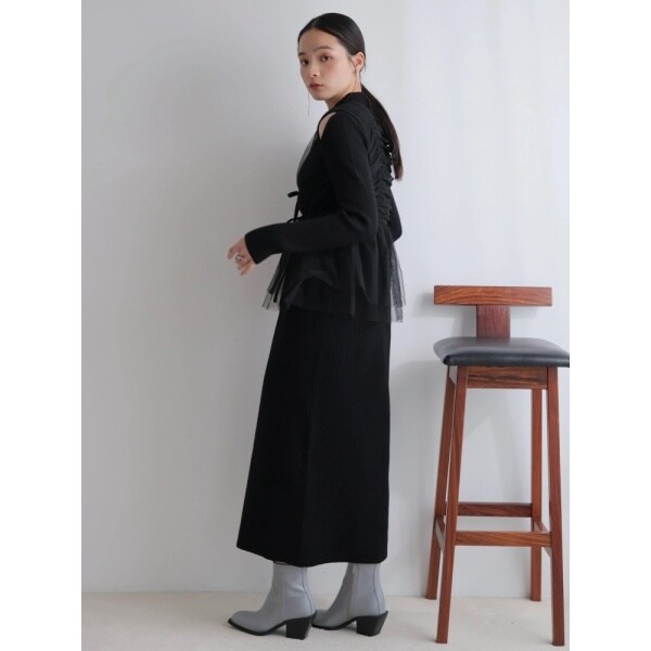 レディメイド（LADYMADE）/リボンチュールトップス×ラメニットワンピースセット_4