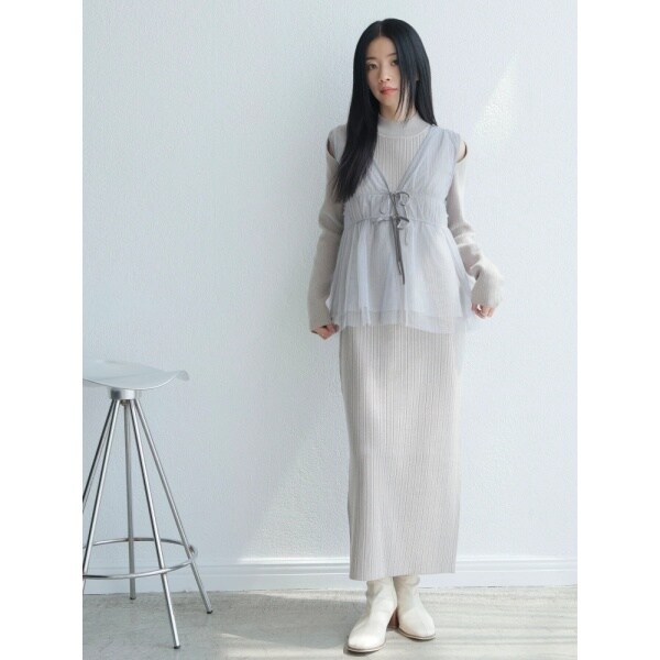 レディメイド（LADYMADE）/リボンチュールトップス×ラメニットワンピースセット_9