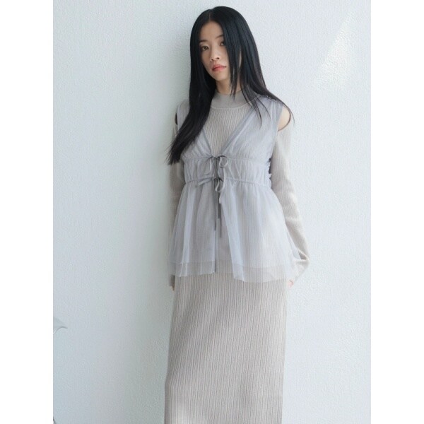 レディメイド（LADYMADE）/リボンチュールトップス×ラメニットワンピースセット_10