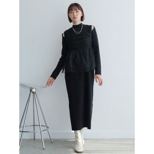 レディメイド（LADYMADE）/リボンチュールトップス×ラメニットワンピースセット_15