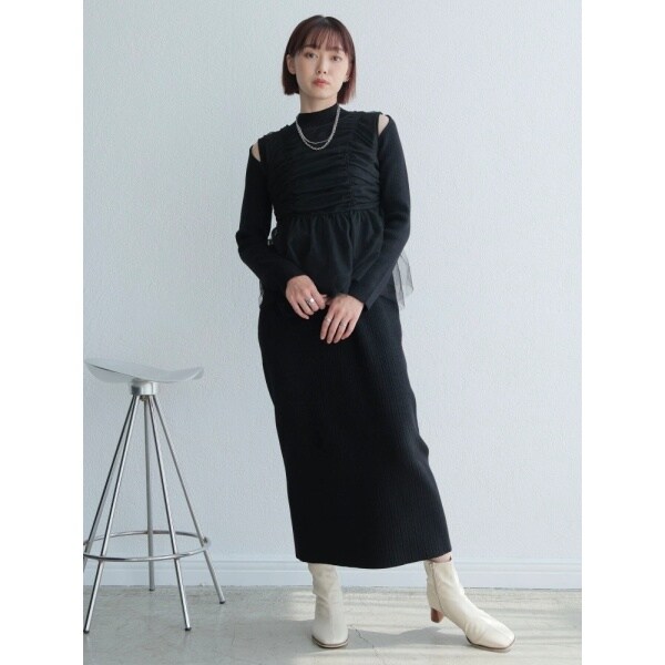 レディメイド（LADYMADE）/リボンチュールトップス×ラメニットワンピースセット_17