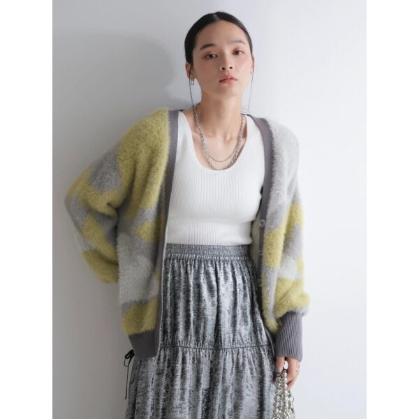 レディメイド（LADYMADE）/ラメフェザージャガードニットカーディガン