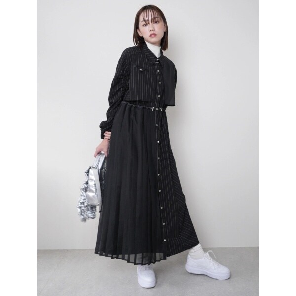 レディメイド（LADYMADE）/ストライプドロストシャツワンピース_15