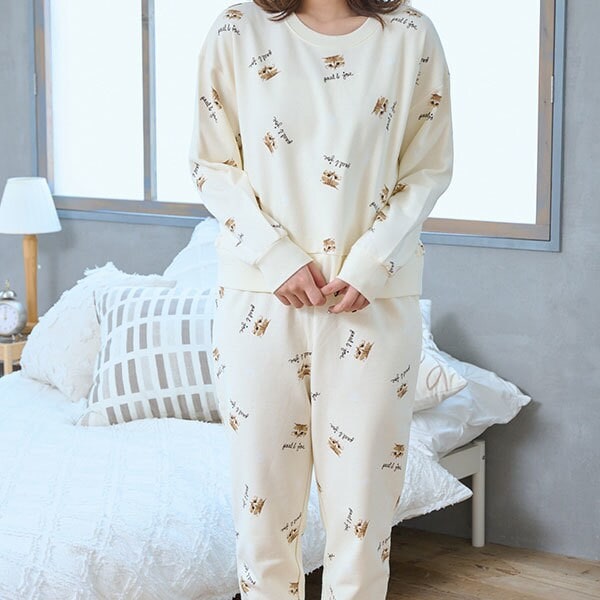 ポール＆ジョー パリス（PAUL&JOE PARIS）/ヌネット＆ロゴランダムプリント裏毛起毛　セットアップ NEW】ポール＆ジョー パリス（PAUL&JOE PARIS）/ヌネット＆ロゴ