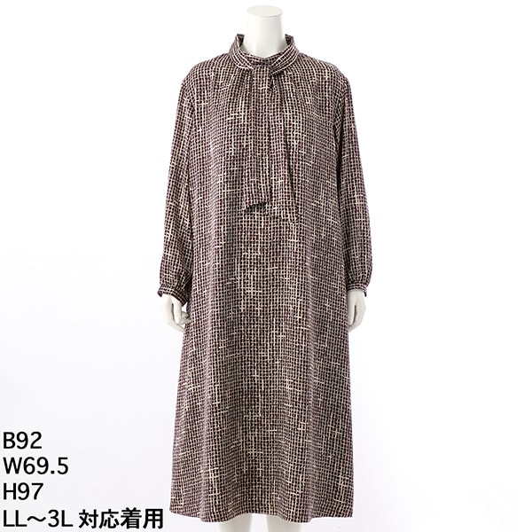 トロワドゥアン（TROIS DEUX UN）/ボータイ付きプリントワンピース