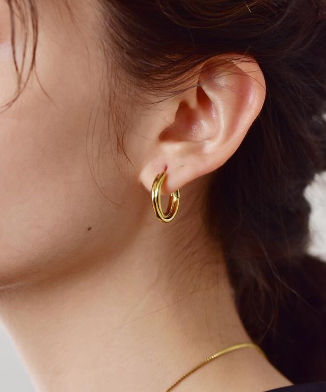 エルエイチエムイー（LHME）/LHME ダブルリングフープピアス/ゴールド/サージカルステンレス 金属アレルギー対応の通販は 5,170円