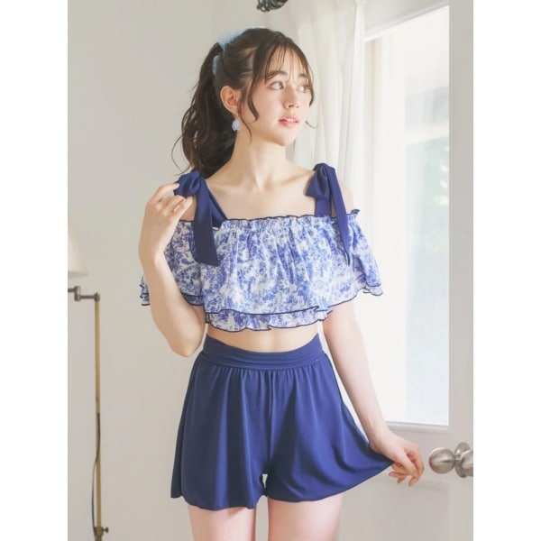 リゾートアイランド（Resort ）/花柄・ドット柄×オフショル水着 スイムウェア 3点セット