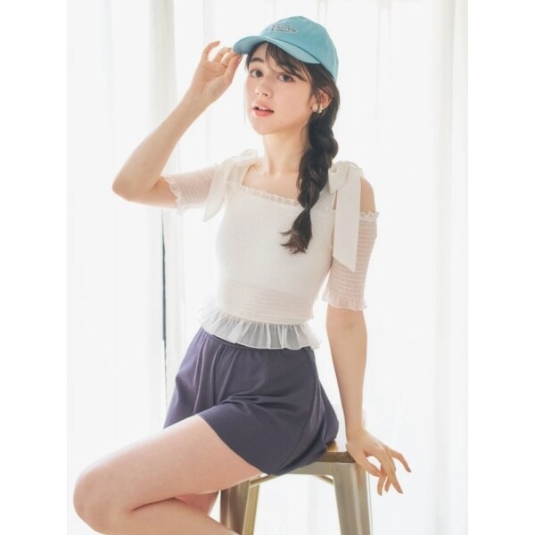 リゾートアイランド（Resort ）/シャーリング×オフショル水着 スイムウェア 3点セット