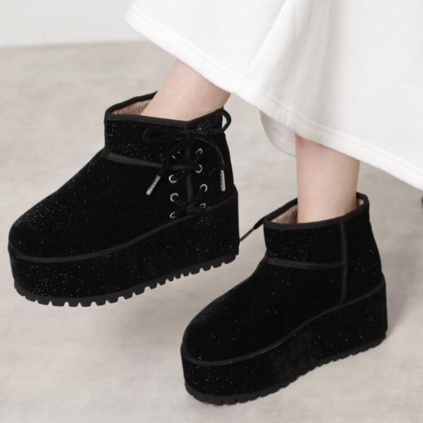 エスペランサ（ESPERANZA）/厚底レースアップリボンフェイクムートンブーツ