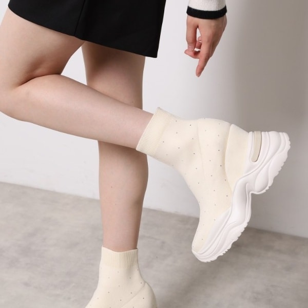 エスペランサ（ESPERANZA）/スニーカーソールラインストーンニットブーツ