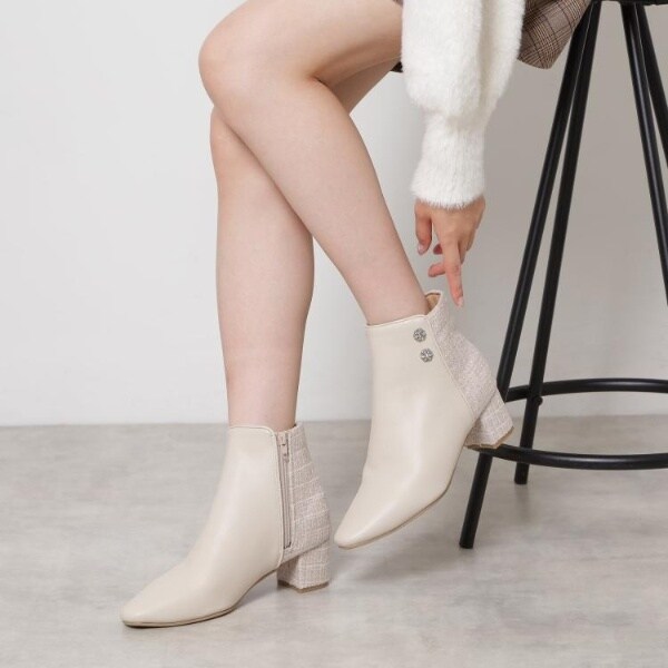 エスペランサ（ESPERANZA）/ビジュー付きツイードショートブーツ