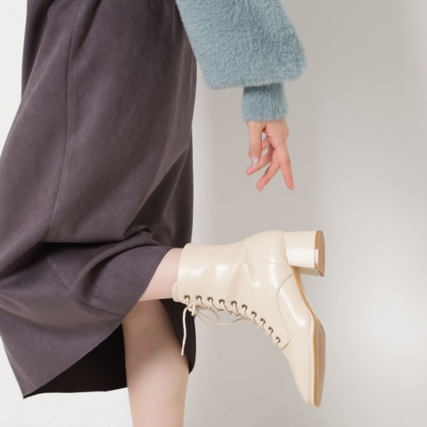 エスペランサ（ESPERANZA）/スクエアレースアップショートブーツ レイン対応