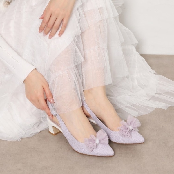 エスペランサ（ESPERANZA）/シフォンリボン付きバックストラップパンプス_3