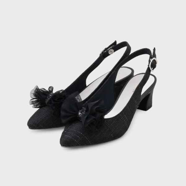 エスペランサ（ESPERANZA）/シフォンリボン付きバックストラップパンプス_15