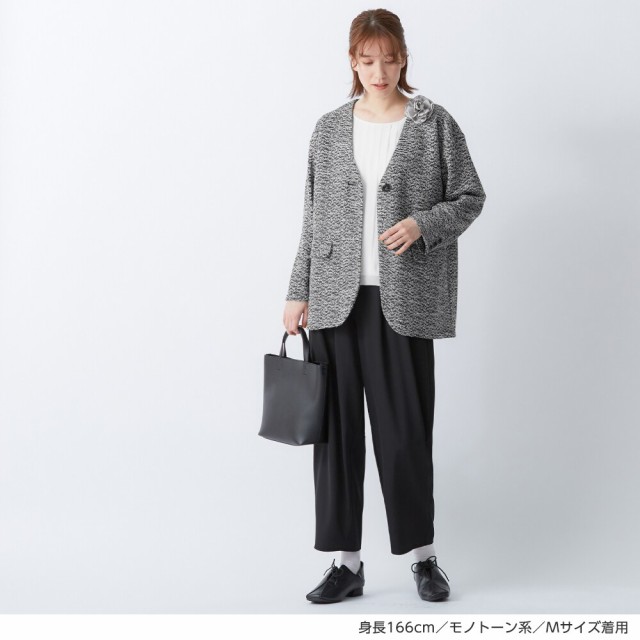 ヴィオラエヴィオラ（viola e_viola）/カットツイードノーカラーロングジャケットの通販は