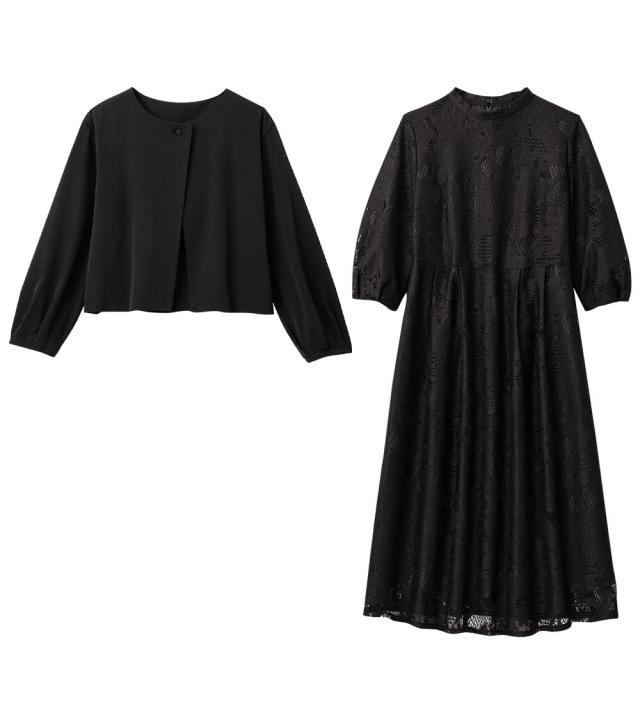 ヴィオラエヴィオラ（viola e_viola）/【5つの機能付】華やかレース使いワンピースアンサンブルの通販は 8,866円