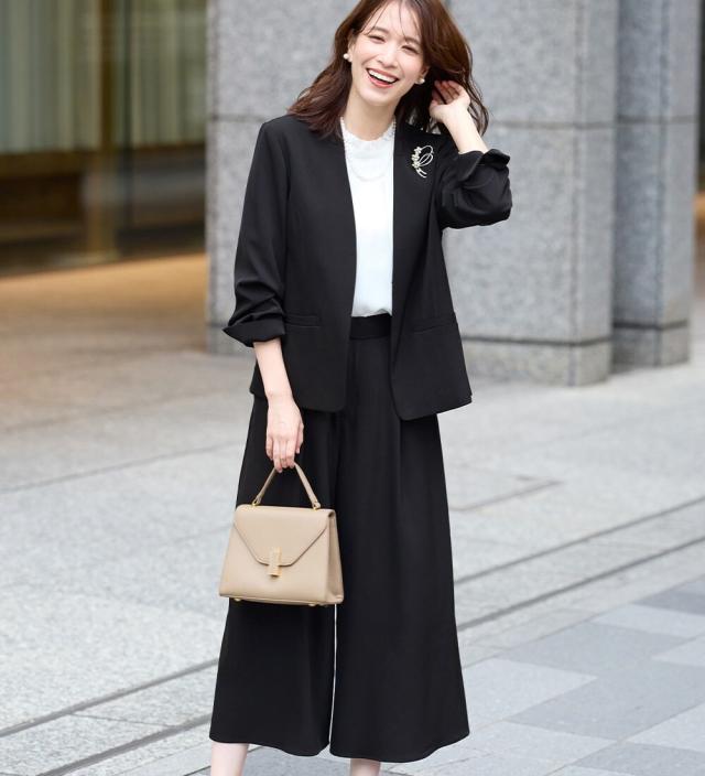 ヴィオラエヴィオラ（viola e_viola）/【2点セット】洗える！カラーレスジャケットガウチョスーツ