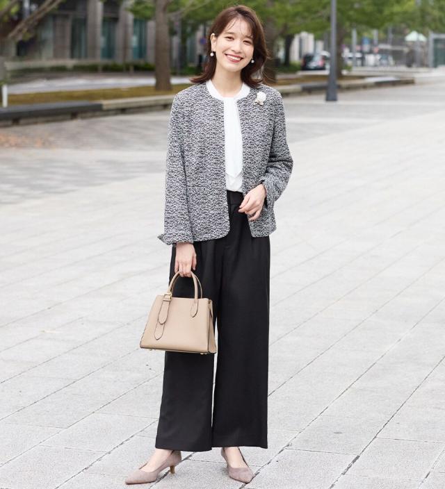 ヴィオラエヴィオラ（viola e_viola）/【選べるボトムス】２点セット洗える！ツイードセットアップスーツ