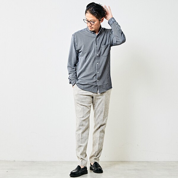 メンズメルローズ（MEN’S MELROSE）/ジャージパターンワンピースカラーシャツ_9