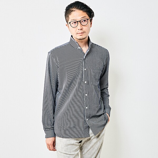 メンズメルローズ（MEN’S MELROSE）/ジャージパターンワンピースカラーシャツ_3