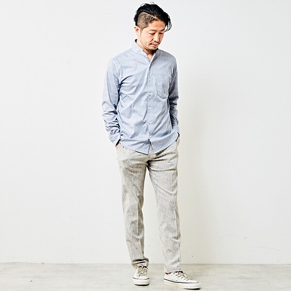 メンズメルローズ（MEN’S MELROSE）/ジャージパターンワンピースカラーシャツ_4