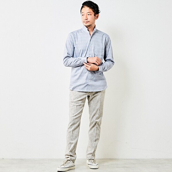 メンズメルローズ（MEN’S MELROSE）/ジャージパターンワンピースカラーシャツ_5