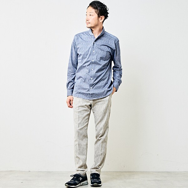 メンズメルローズ（MEN’S MELROSE）/ジャージパターンワンピースカラーシャツ_7