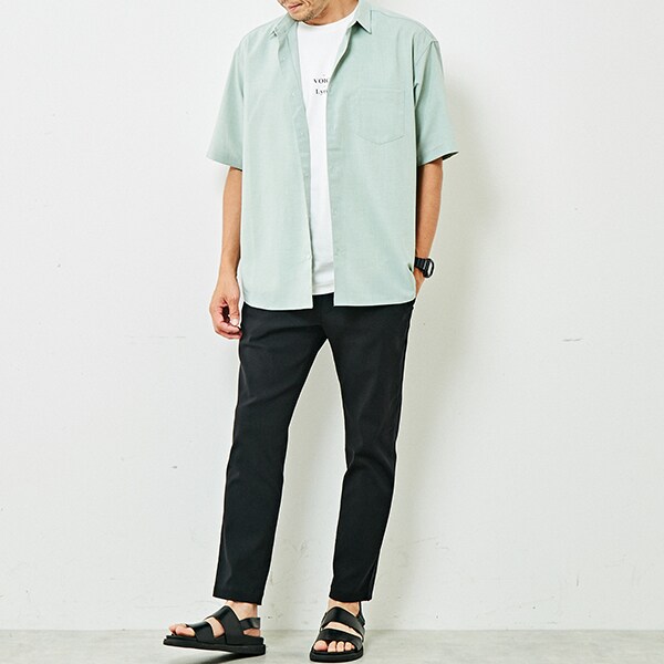 メンズメルローズ（MEN’S MELROSE）/【MASTER FRAME】リネンライクポプリンレギュラーカラーシャツ_4