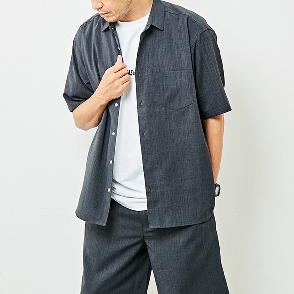 メンズメルローズ（MEN’S MELROSE）/【MASTER FRAME】リネンライクポプリンレギュラーカラーシャツ_2