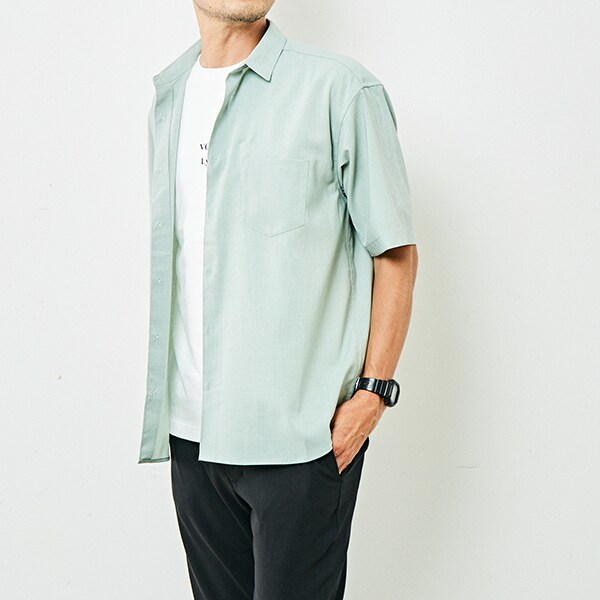 メンズメルローズ（MEN’S MELROSE）/【MASTER FRAME】リネンライクポプリンレギュラーカラーシャツ_3