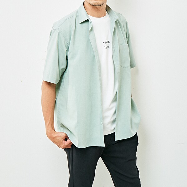 メンズメルローズ（MEN’S MELROSE）/【MASTER FRAME】リネンライクポプリンレギュラーカラーシャツ_1