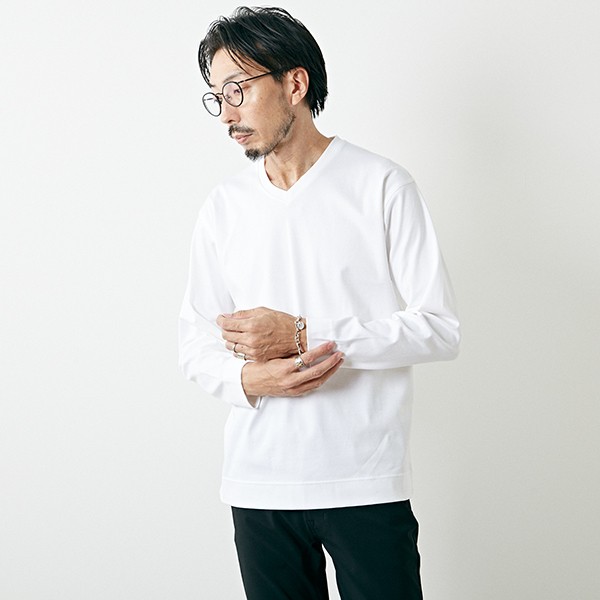 メンズメルローズ（MEN'S MELROSE）/マーセライズドスムースＶネック