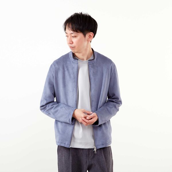 メンズメルローズ（MEN’S MELROSE）/ダンボールスエード シングルライダースライトブルゾン_1