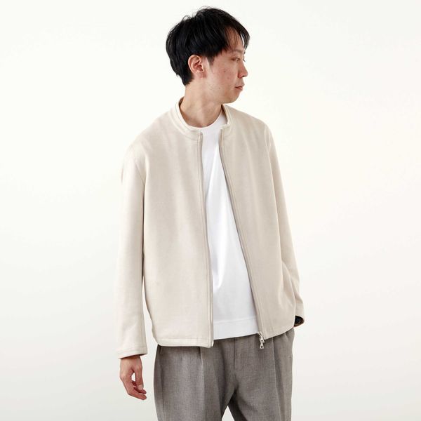 メンズメルローズ（MEN’S MELROSE）/ダンボールスエード シングルライダースライトブルゾン_3