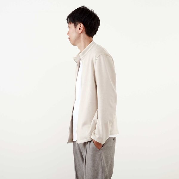 メンズメルローズ（MEN’S MELROSE）/ダンボールスエード シングルライダースライトブルゾン_4
