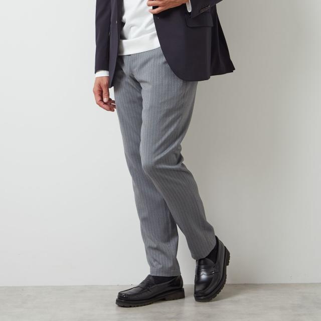 メンズメルローズ（MEN’S MELROSE）/《WEB限定》ストレッチヘリンボーンスリムテーパードパンツ