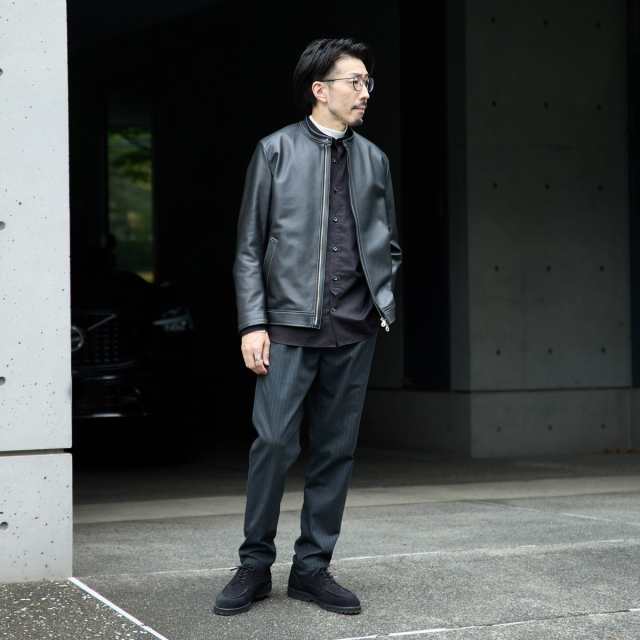 メンズメルローズ（MEN’S MELROSE）/スムースレザーシングルライダースジャケット