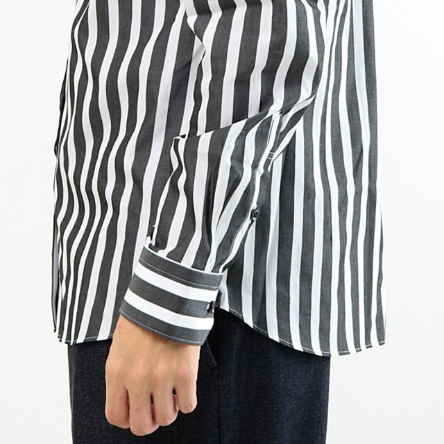 メンズメルローズ（MEN’S MELROSE）/HITOYOSHIダブルネーム ブラックパターンバンドカラーシャツ_7