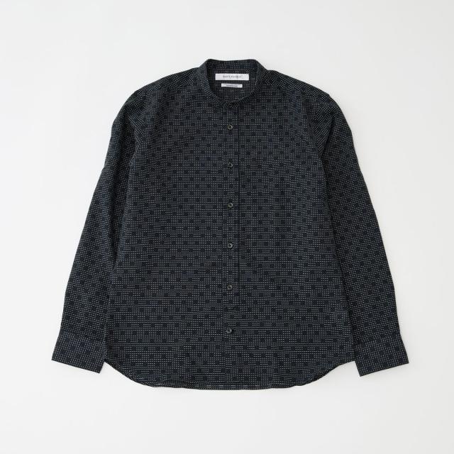 メンズメルローズ（MEN’S MELROSE）/HITOYOSHIダブルネーム ブラックパターンバンドカラーシャツ_8