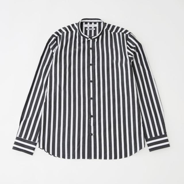 メンズメルローズ（MEN’S MELROSE）/HITOYOSHIダブルネーム ブラックパターンバンドカラーシャツ_10