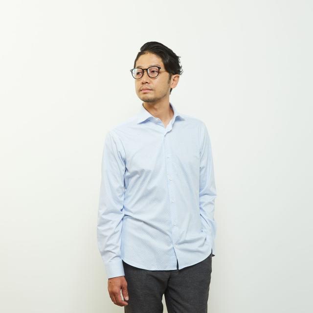 メンズメルローズ（MEN’S MELROSE）/HITOYOSHIダブルネームシャツ プレミアムコットンジャージワイドカラーシャツ